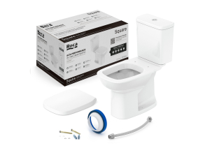 Foto do produto SQUARE - Kit de Bacia com caixa acoplada, assento PP com queda amortecida e itens de instalação